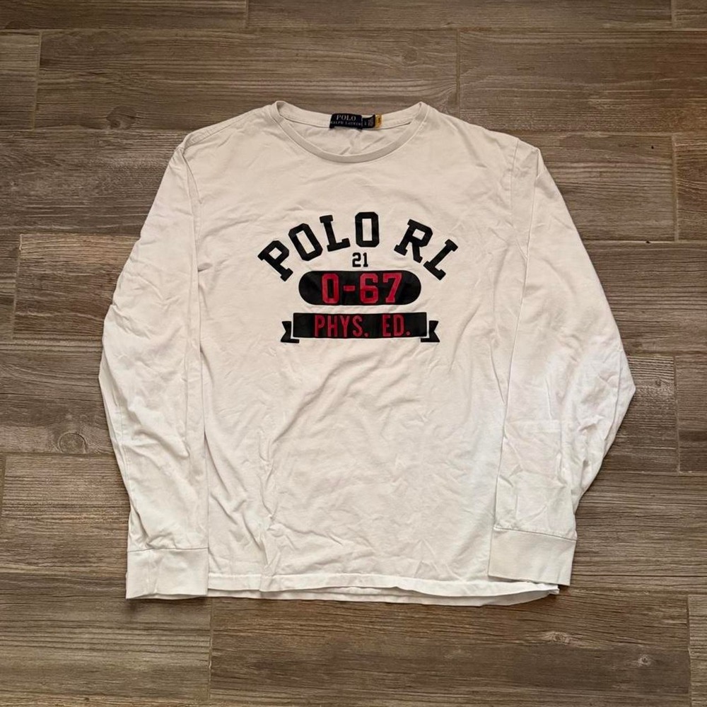 Vintage Y2K Polo Ralph Lauren white long sleeve shirt size L